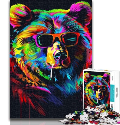 Puzzle für Erwachsene, Neonbär mit Sonnenbrille, 1000 Teile, Lernspiel für Geburtstag, Weihnachten und ab 14 Jahren, 50x75cm von GOIUYTGM