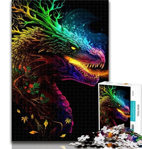 Puzzle für Erwachsene, Neondrache, 1000 Teile, Lernspiel für Geburtstag, Weihnachten und ab 14 Jahren, 26x38cm von GOIUYTGM