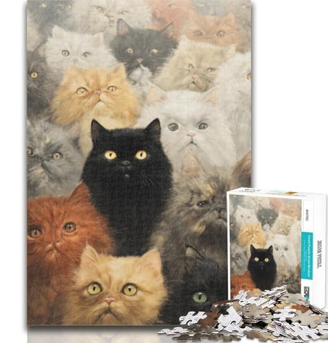 Puzzle für Erwachsene, Ölgemälde, Katze, Puzzle für Erwachsene, 1000 Teile, Lernspielzeug und Spiele für Erwachsene und Jugendliche, 26x38cm von GOIUYTGM