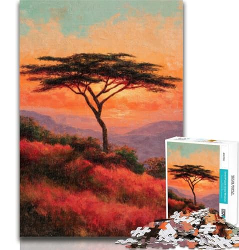 Puzzle für Erwachsene, Ölgemälde eines Akazienbaums, Puzzle für Erwachsene, 1000 Teile, Lernspielzeug und Spiele für Erwachsene und Jugendliche, 26x38cm von GOIUYTGM