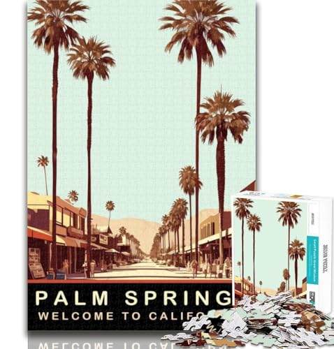Puzzle für Erwachsene, Palm Springs, 1000 Teile, für Erwachsene, mit vollständig ineinandergreifenden, zufällig geformten Teilen, für Kinder ab 14 Jahren, 26x38cm von GOIUYTGM