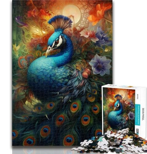 Puzzle für Erwachsene, Pfauenmalerei, Puzzle für Erwachsene, 1000 Teile, Lernspielzeug und Spiele für Erwachsene und Jugendliche, 26x38cm von GOIUYTGM
