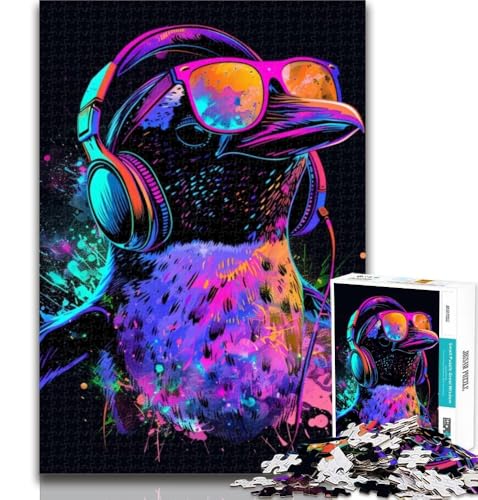 Puzzle für Erwachsene, Pinguin mit Kopfhörern, 1000 Teile, Lernspiel für Geburtstag, Weihnachten und ab 14 Jahren, 50x75cm von GOIUYTGM