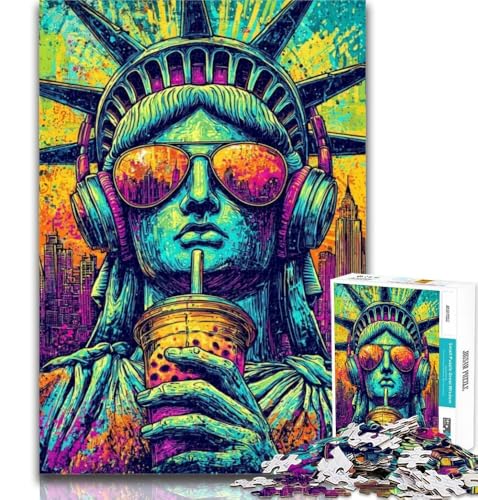 Puzzle für Erwachsene, Pop-Art-Puzzle mit Freiheitsstatue, Puzzle für Erwachsene, Denkspiel, Wanddekoration, einzigartige Geburtstags, 26x38cm von GOIUYTGM