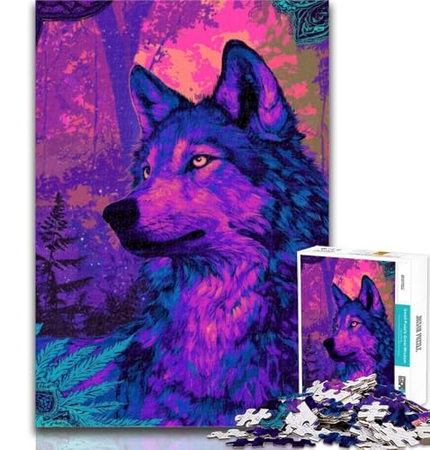 Puzzle für Erwachsene, Psychedelic Wolf, Puzzle 1000 Teile, für Teenager, Geschenke, Trainieren Sie Ihr Gehirn und Ihre Hände, Geburtstagsgeschenk, Geschenke, 50x75cm von GOIUYTGM