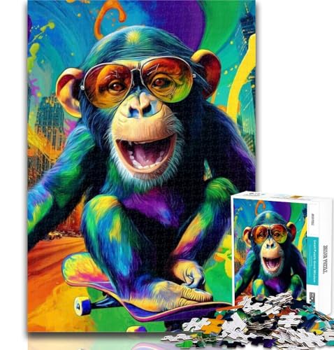 Puzzle für Erwachsene, Psychedelischer AFFE, 1000 Teile, Lernspiel für Geburtstag, Weihnachten und ab 14 Jahren, 50x75cm von GOIUYTGM