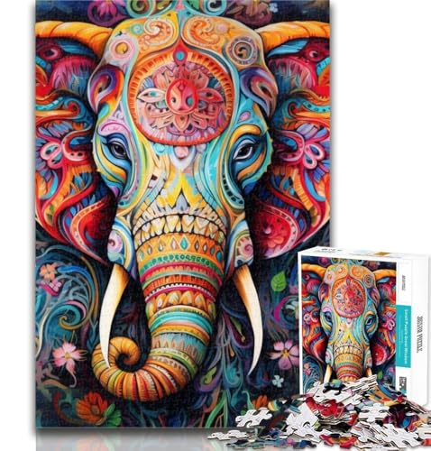 Puzzle für Erwachsene, Psychedelischer Elefant, Puzzle für Erwachsene, 1000 Teile, Lernspielzeug und Spiele für Erwachsene und Jugendliche, 50x75cm von GOIUYTGM