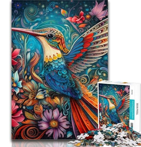 Puzzle für Erwachsene, Psychedelischer Kolibri, Puzzle für Erwachsene, 1000 Teile, Lernspielzeug und Spiele für Erwachsene und Jugendliche, 26x38cm von GOIUYTGM
