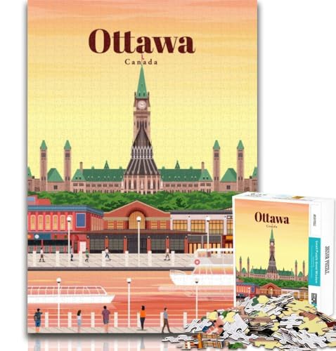 Puzzle für Erwachsene, Reise nach Ottawa, Puzzle für Erwachsene, 1000 Teile, für Alter 14+, Unmögliches Spiel, Erwachsene und Jugendliche, 75x50cm von GOIUYTGM