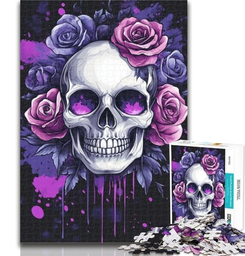 Puzzle für Erwachsene, Rosenschädel-Puzzle für Erwachsene, 1000 Teile, pädagogisches Spielzeug zum Stressabbau, tolle Geschenke und Spielzeuge, 50x75cm von GOIUYTGM