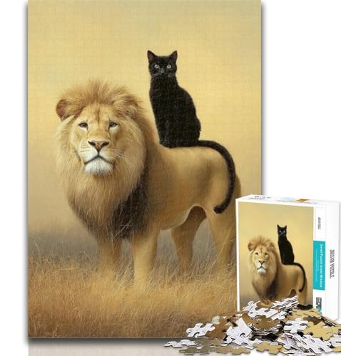 Puzzle für Erwachsene, Schwarze Katze, 1000 Teile, Lernspiel für Geburtstag, Weihnachten, ab 14 Jahren, 50x75cm von GOIUYTGM