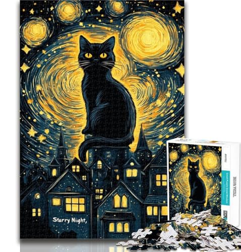 Puzzle für Erwachsene, Schwarze Katze unter dem Nachthimmel, 1000 Teile, Puzzle für Erwachsene und Jugendliche, Trainieren Sie Ihr Gehirn und Ihre Hände, Geschenke für Freunde und Familie, 50x75cm Puzzle für Erwachsene, Schwarze Katze unter dem Nachthimmel, 1000 Teile, Puzzle für Erwachsene und Jugendliche, Trainieren Sie Ihr Gehirn und Ihre Hände, Geschenke für Freunde und Familie, 50x75cm von GOIUYTGM