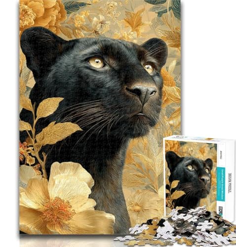 Puzzle für Erwachsene, Schwarze Leopardenblumen, 1000 Teile, Puzzle für Jugendliche und Erwachsene, Lernspielzeug, ganze Familie, 26x38cm von GOIUYTGM