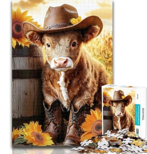 Puzzle für Erwachsene, Sonnenblumen-Kuh, 1000 Teile, Lernspiel für Geburtstag, Weihnachten und ab 14 Jahren, 26x38cm von GOIUYTGM