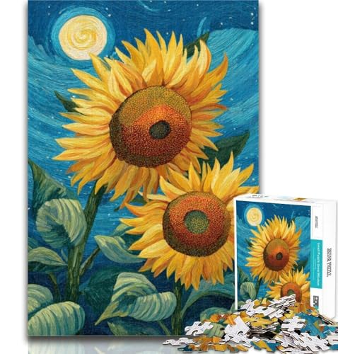 Puzzle für Erwachsene, Sonnenblumen-Puzzle, 1000 Teile, schwierig, Holzkohlekunst, Staycation, Zeitvertreib für die Heimdekoration, 50x75cm von GOIUYTGM