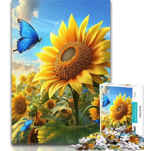 Puzzle für Erwachsene, Sonnenblumen-Schmetterling, 1000 Teile, Lernspiel für Geburtstage und Weihnachten, ab 14 Jahren, 50x75cm von GOIUYTGM