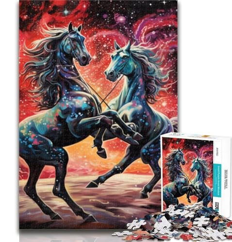 Puzzle für Erwachsene, Sternenhimmel-Pferd, 1000 Teile, Lernspiel für Geburtstag, Weihnachten und ab 14 Jahren, 26x38cm von GOIUYTGM