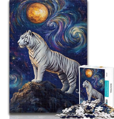 Puzzle für Erwachsene, Tiger unter dem Nachthimmel, 1000 Teile, Spielzeug, Lernspiele, Stressabbau, tolle Geschenke und Spielzeuge, 26x38cm von GOIUYTGM