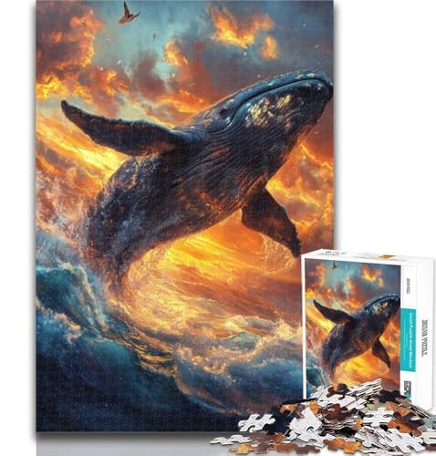 Puzzle für Erwachsene, Wal-Sonnenuntergang, 1000 Teile, für Erwachsene und Jugendliche, Spielzeug, Lernspiele, Stressabbau, Künstlersammlung, Bildende Kunst, 50x75cm von GOIUYTGM