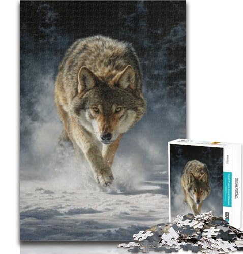 Puzzle für Erwachsene, Wolf im Schnee, Puzzle für Teenager, 1000 Teile, Lernspielzeug, Familienspiele, Geburtstagsgeschenk, Geschenke, 50x75cm von GOIUYTGM