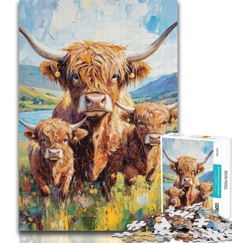 Puzzle für Erwachsene, Yak-Familie, 1000 Teile, Spielzeug, Lernspiele, Stressabbau, tolle Geschenke und Spielzeuge, 50x75cm von GOIUYTGM
