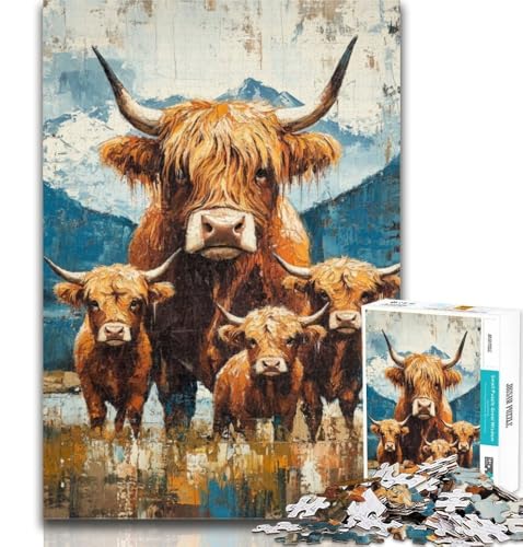 Puzzle für Erwachsene, Yak-Familie, Puzzle für Erwachsene, 1000 Teile, Familienspiel, Geburtstagsgeschenk Herausforderung, hoher Schwierigkeitsgrad, 50x75cm von GOIUYTGM