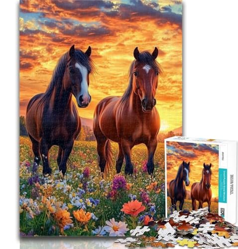 Puzzle für Erwachsene, Zwei Pferde, 1000 Teile, Lernspiel für Geburtstag, Weihnachten, ab 14 Jahren, 50x75cm von GOIUYTGM