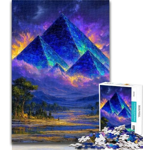 Puzzle für Erwachsene, geheimnisvolle ägyptische Pyramiden, 1000 Teile, für Erwachsene und Jugendliche, für Lernspiele, Herausforderung, Spielzeug, Künstlersammlung, Bildende Kunst, 50x75cm von GOIUYTGM