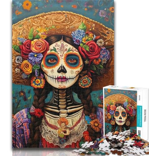 Puzzle für Erwachsene, mexikanische Totenkopfmädchen, 1000 Teile, Puzzle für Erwachsene, Geschenke, Lernspiele, Heimdekoration, Künstlersammlung, bildende Kunst, 50x75cm von GOIUYTGM