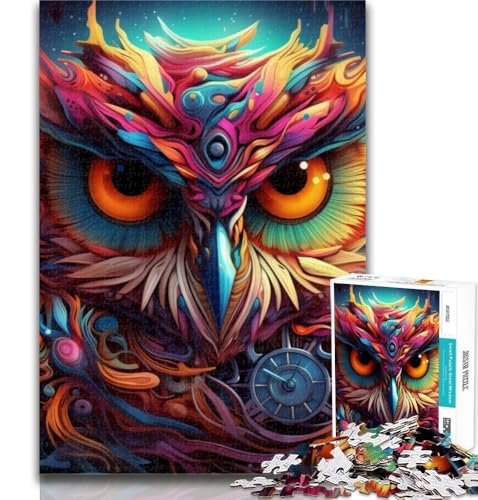 Puzzle für Erwachsene, psychedelische Eule, 1000 Teile, Puzzle für Erwachsene und Jugendliche, Spielzeug, Lernspiele, Stressabbau, einzigartige Heimdekoration und Geschenke, 50x75cm von GOIUYTGM