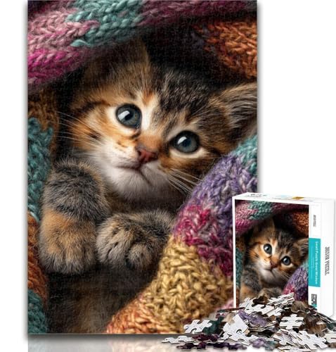 Puzzle für Erwachsene, schlafende Katze, 1000 Teile, Lernspiel für Geburtstag, Weihnachten, ab 14 Jahren, 26x38cm von GOIUYTGM