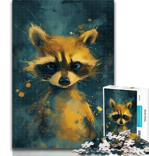 Puzzle für Erwachsene, süßer Kleiner gelber Waschbär, 1000 Teile, Puzzle für Jugendliche und Erwachsene, vollständig ineinandergreifende und zufällig geformte Teile, 50x75cm von GOIUYTGM