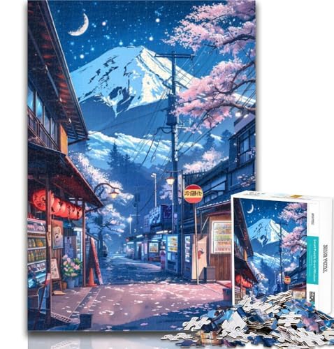 Puzzle für Erwachsene, wunderschöner Berg Fuji, 1000 Teile, für Erwachsene und Jugendliche, mit passendem Poster und Quizblatt, für 14-Jährige, 50x75cm von GOIUYTGM