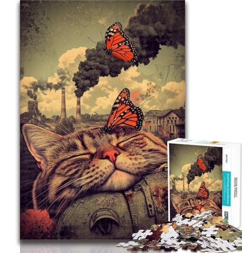 Puzzle für Erwachsene,verschmutzte Schmetterlinge und Katzen,1000 Teile,Puzzle für Erwachsene und Jugendliche,lebendiges und einzigartiges Design,entspannendes und herausforderndes Puzzle-Erlebnis von GOIUYTGM