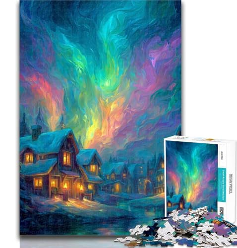 Puzzle für Erwachsene Häuser unter der Aurora, 1000 Teile, für Erwachsene und Jugendliche, anspruchsvolles Spiel und Familienspiel, Eltern-Kind-Interaktion, 50x75cm Puzzle für Erwachsene Häuser unter der Aurora, 1000 Teile, für Erwachsene und Jugendliche, anspruchsvolles Spiel und Familienspiel, Eltern-Kind-Interaktion, 50x75cm von GOIUYTGM