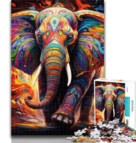 Puzzle für Erwachsene mit afrikanischen Elefanten, 1000 Teile, Lernspiel für Geburtstag, Weihnachten und ab 14 Jahren, 26x38cm von GOIUYTGM