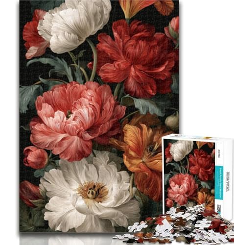 Puzzle für Teenager, 1000 Teile, Pfingstrosen-Puzzles für Erwachsene, pädagogisches Spielzeug zum Stressabbau, tolle Geschenke und Spielzeuge, 26x38cm von GOIUYTGM