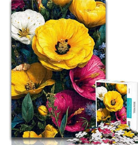 Puzzle für Teenager, 1000 Teile, Wildblumen-Malpuzzle für Erwachsene, pädagogisches Spielzeug zum Stressabbau, tolle Geschenke und Spielzeuge, 50x75cm von GOIUYTGM