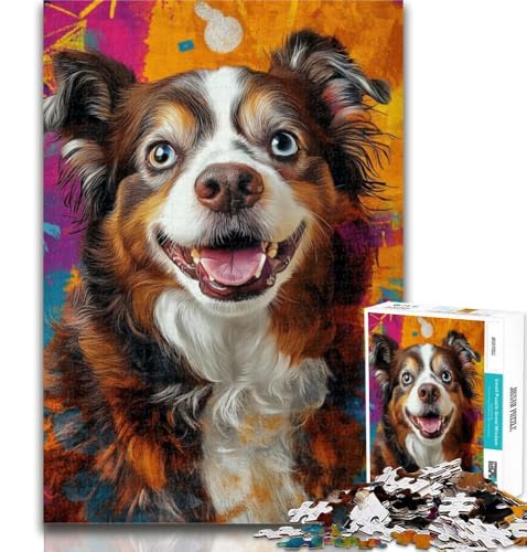 Puzzle für Teenager, Australian Shepherd, 1000 Teile, schwieriges, anspruchsvolles Spiel und Familienspiel, Wichtelgeschenke, 26x38cm von GOIUYTGM