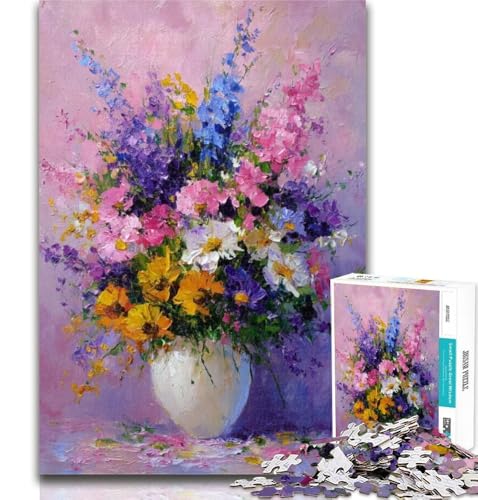Puzzle für Teenager, Blumen in Einer Vase, 1000 Teile, schwieriges, anspruchsvolles Spiel und Familienspiel, Wichtelgeschenke, 50x75cm von GOIUYTGM