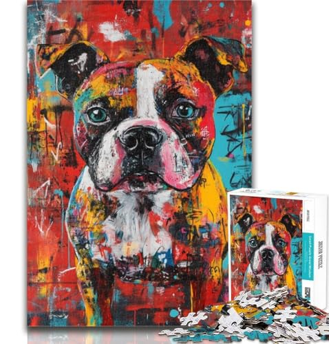 Puzzle für Teenager, Bullterrier-Hund, 1000 Teile, schwieriges, anspruchsvolles Spiel und Familienspiel, Wichtelgeschenke, 50x75cm von GOIUYTGM