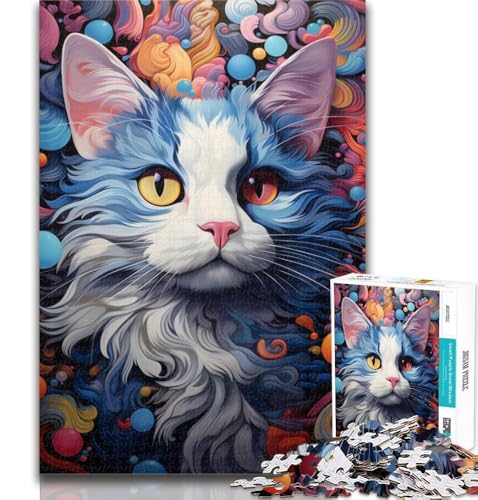 Puzzle für Teenager, Bunte Katzen, Puzzle für Erwachsene, 1000 Teile, Lernspiel für Geburtstag, Weihnachten für und ab 14 Jahren, 26x38cm von GOIUYTGM