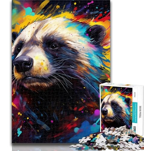 Puzzle für Teenager, Honigdachs, 1000 Teile, Puzzle für Teenager und Erwachsene, Spielzeug, Lernspiele, Stressabbau, Stärkung der Liebe zwischen Paaren, 26x38cm von GOIUYTGM