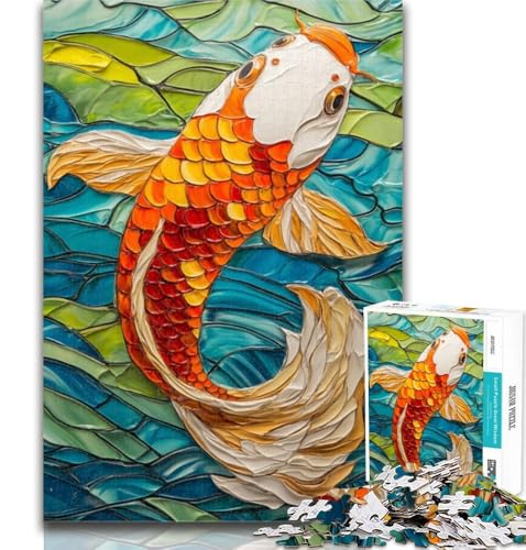 Puzzle für Teenager, Koi-Ölgemälde, Puzzle für Erwachsene, 1000 Teile, Lernspiel für Geburtstag, Weihnachten für und ab 14 Jahren, 26x38cm von GOIUYTGM