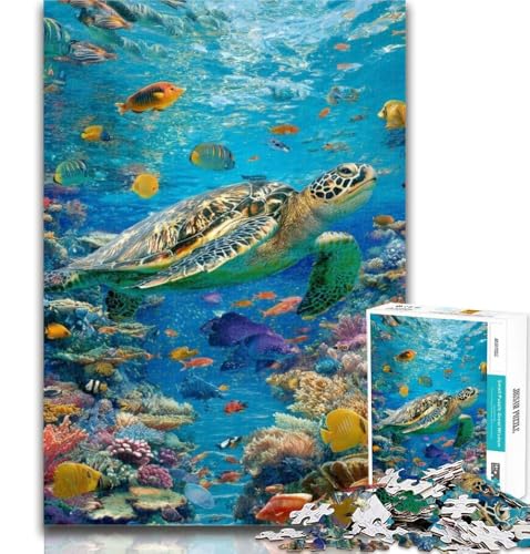 Puzzle für Teenager, Meeresschildkröte, 1000 Teile, schwieriges, herausforderndes Spiel und Familienspiel, Wichtelgeschenke, 26x38cm von GOIUYTGM
