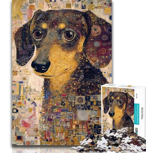 Puzzle für Teenager, Ölgemälde mit Dackel, 1000 Teile, schwieriges, anspruchsvolles Spiel und Familienspiel, Wichtelgeschenke, 50x75cm von GOIUYTGM