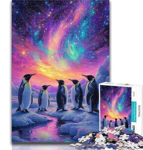 Puzzle für Teenager, Pinguine unter der Aurora, 1000 Teile, Puzzle für Erwachsene und Teenager, Geschenke für Freunde und Familie ab 14 Jahren, 50x75cm von GOIUYTGM