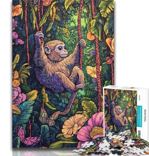 Puzzle für Teenager, Regenwald-Gibbon, 1000 Teile, schwieriges, anspruchsvolles Spiel und Familienspiel, Wichtelgeschenke, 26x38cm von GOIUYTGM