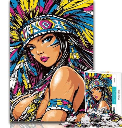 Puzzle für Teenager, indische Prinzessin, 1000 Teile, schwieriges, anspruchsvolles Spiel und Familienspiel, Wichtelgeschenke, 50x75cm von GOIUYTGM