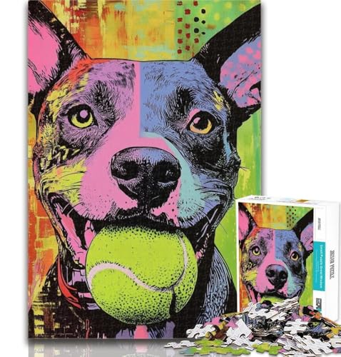 Puzzle mit 1000 Teilen für Erwachsene und Jugendliche, Boxer spielt Tennis, 1000-teiliges Puzzle mit passendem Poster und Quizblatt, für Kinder ab 14 Jahren, 26x38cm Puzzle mit 1000 Teilen für Erwachsene und Jugendliche, Boxer spielt Tennis, 1000-teiliges Puzzle mit passendem Poster und Quizblatt, für Kinder ab 14 Jahren, 26x38cm von GOIUYTGM
